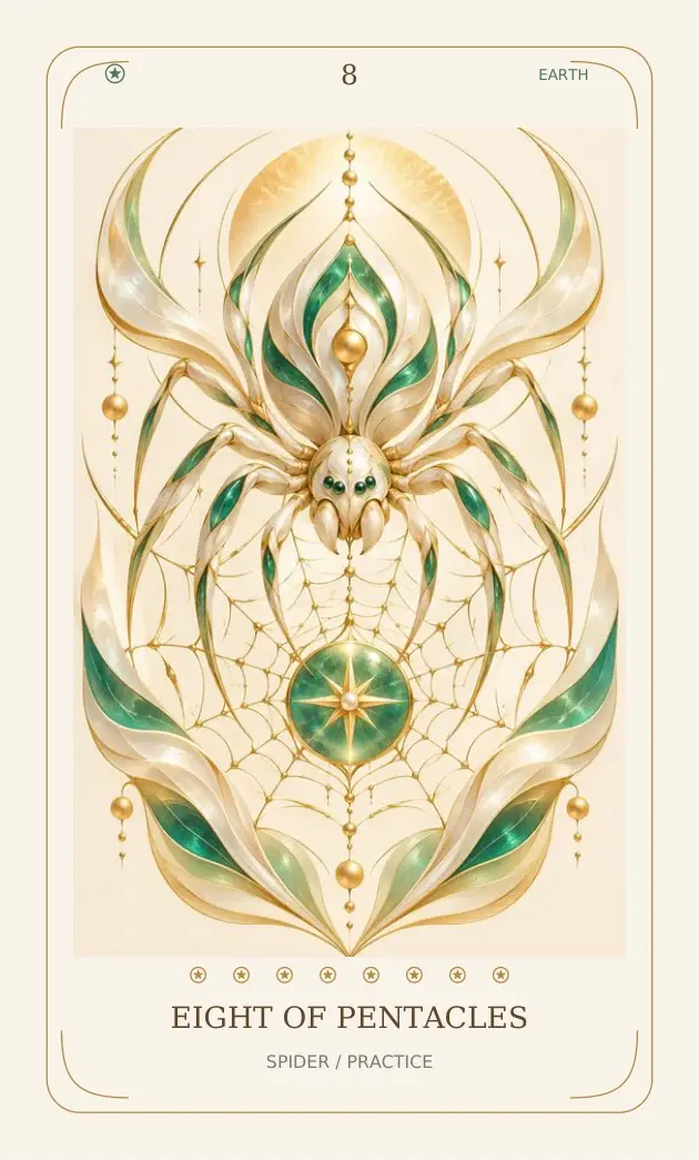 Eight of Pentacles — Spider / Practice
