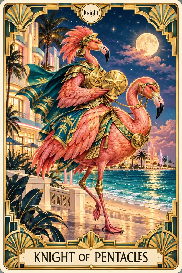 Knight of Pentacles — Miami Art Deco Edition