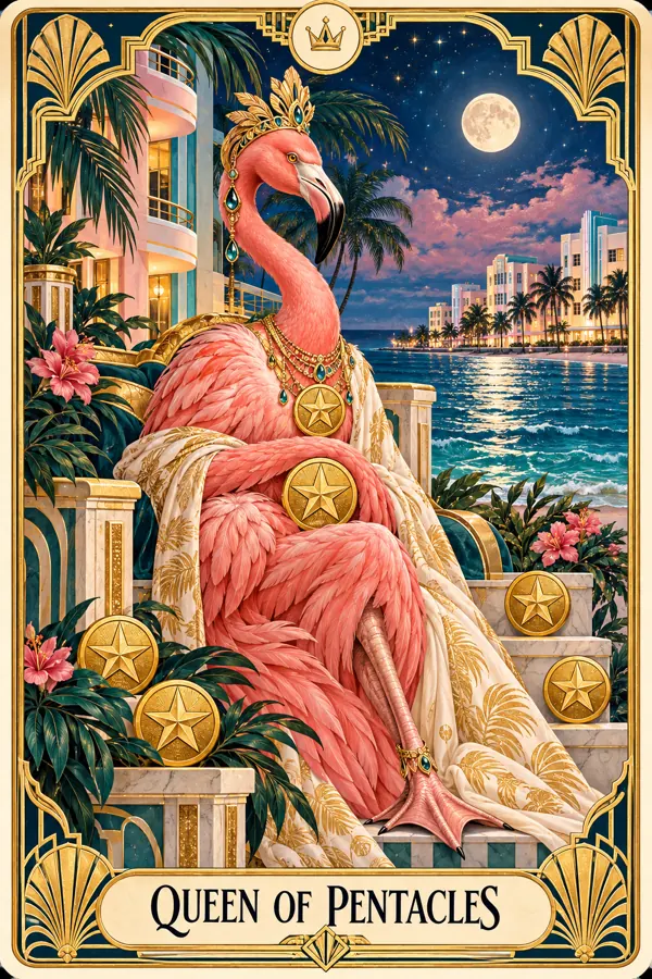 Queen of Pentacles — Miami Art Deco Edition