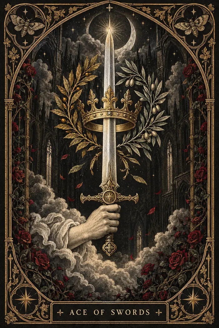 Ace of Swords — Gothic Engraving Edition